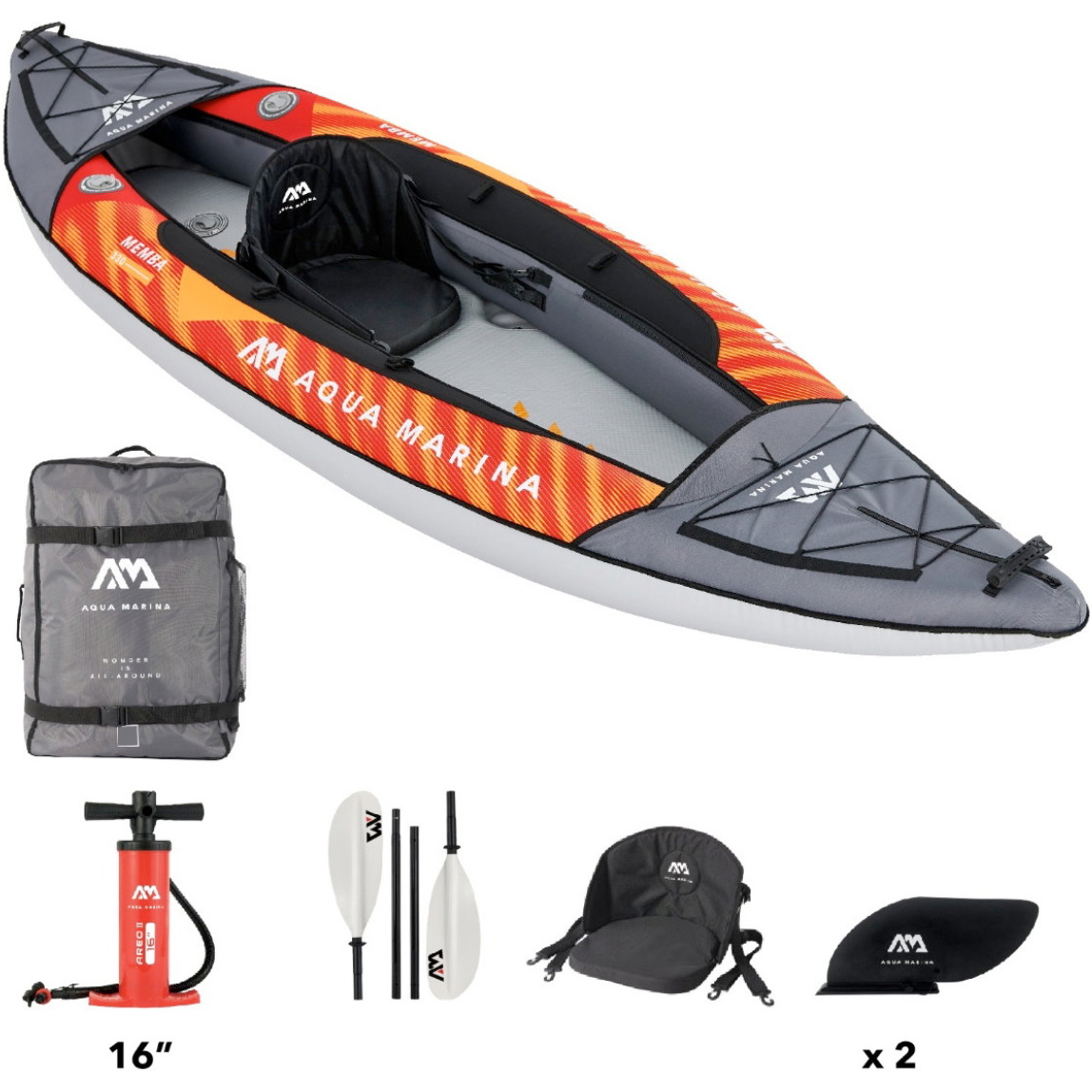 2026 Aqua Marina Memba-330 1 Person Touring Kayak With Paddle Package 46322